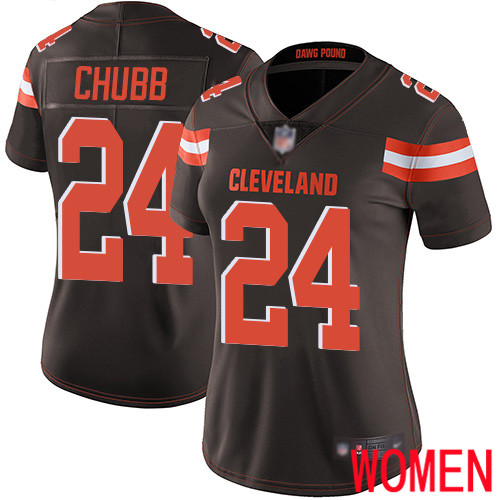 Cleveland Browns Nick Chubb Women Brown Limited Jersey 24 NFL Football Home Vapor Untouchable